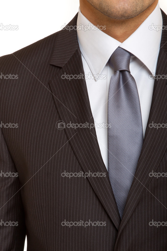 Black suit with grey tie
