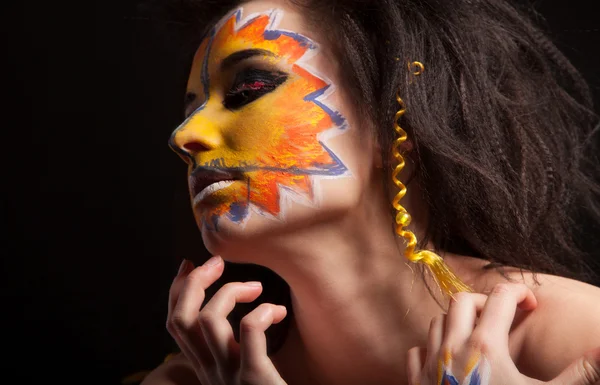 Woman with african make up face — Stock Photo, Image