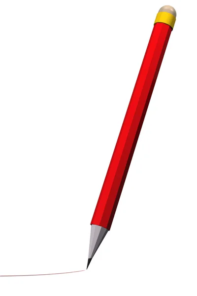 Skarp blyertspenna rita röd linje — Stockfoto