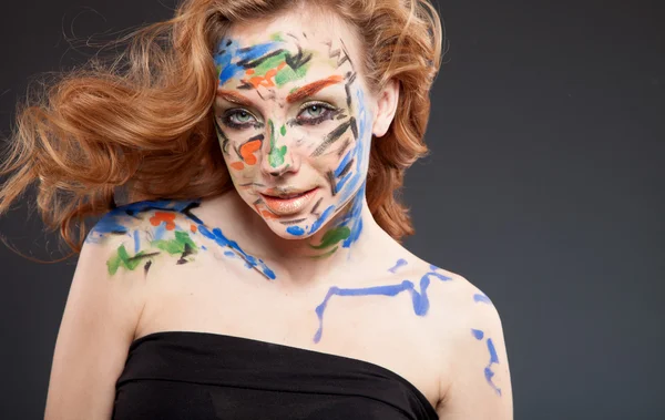 Woman in paint — Stock Photo, Image