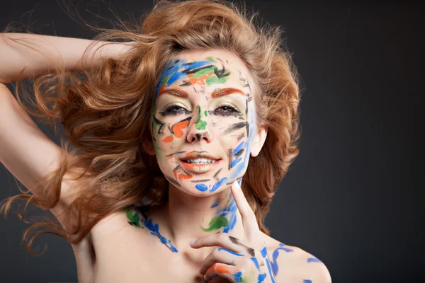 Woman in paint — Stock Photo, Image