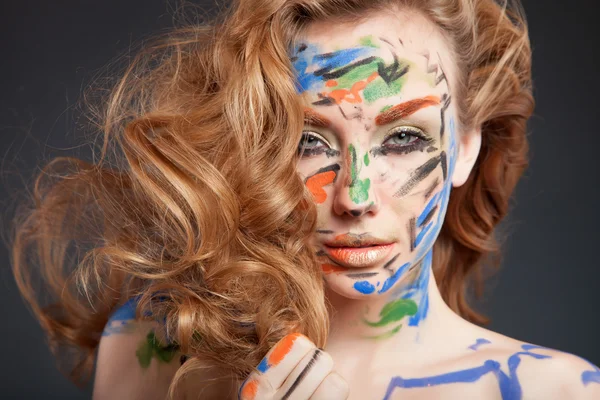 Woman in paint — Stock Photo, Image