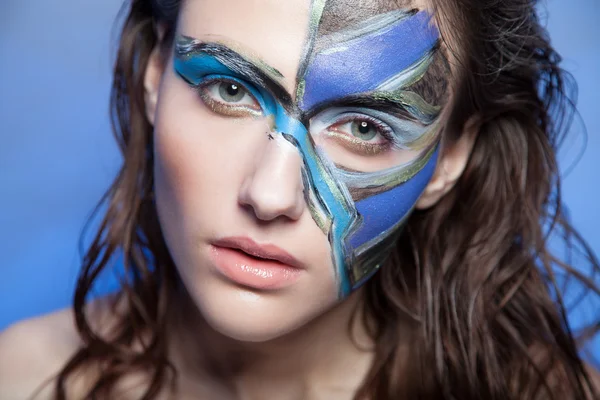 Close up color women face art — Stock Photo, Image