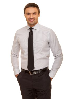mutlu genç gülümseyen işadamı portresi
