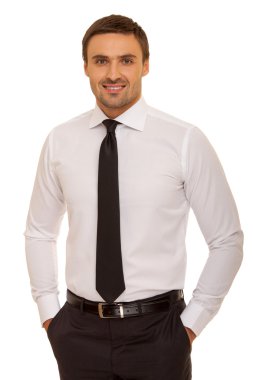 mutlu genç gülümseyen iş adamı portresi