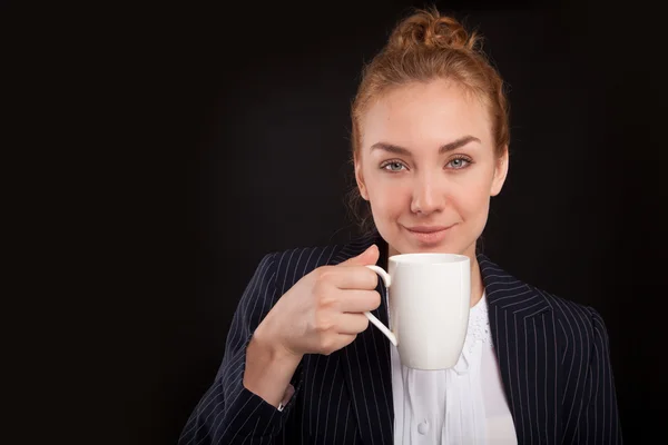 Woman drinking coffee with cup — Stock Photo, Image