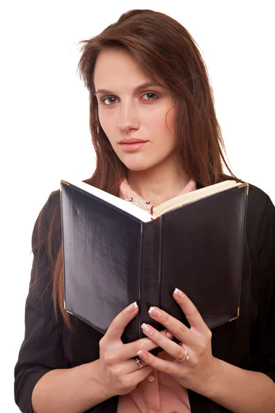 Businesswoman with book in her hand Stock Picture