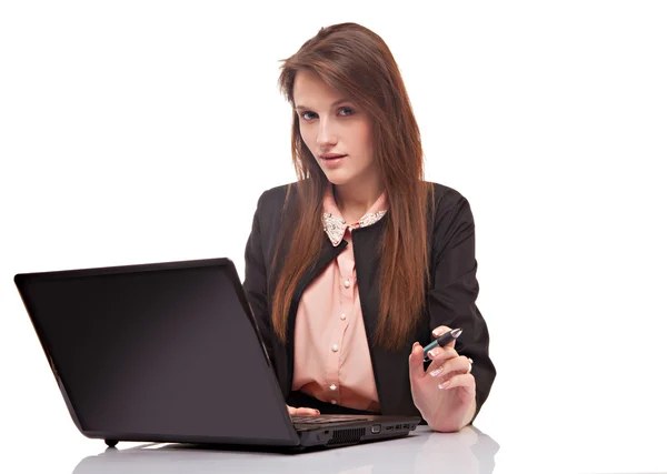 Businesswoman  sitting using laptop Royalty Free Stock Photos