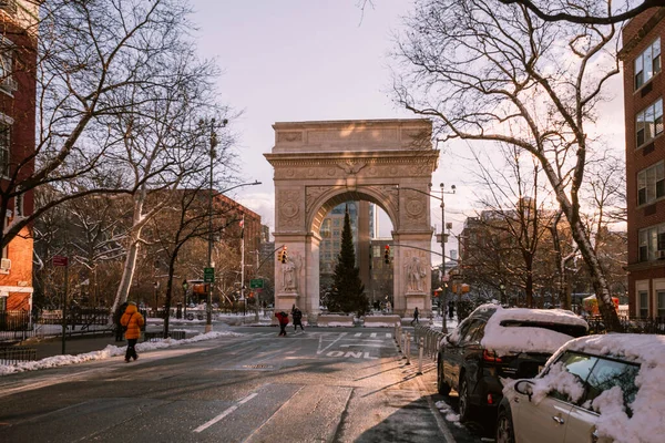 Arch Washington Square Park Winter Greenwich Village Manhattan New York — 图库照片