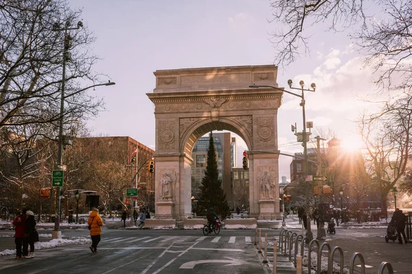 Arch Washington Square Park Winter Greenwich Village Manhattan New York — 图库照片