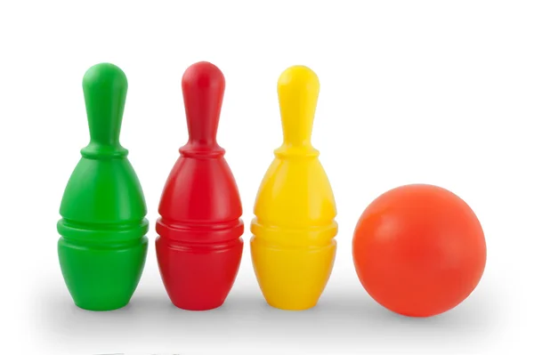 Varicoloured bowling pins — Stock Photo, Image