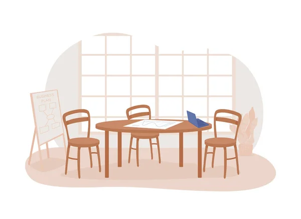 Meeting Room Vector Isolated Illustration Table Chairs Corporate Team Workshop — Stock Vector