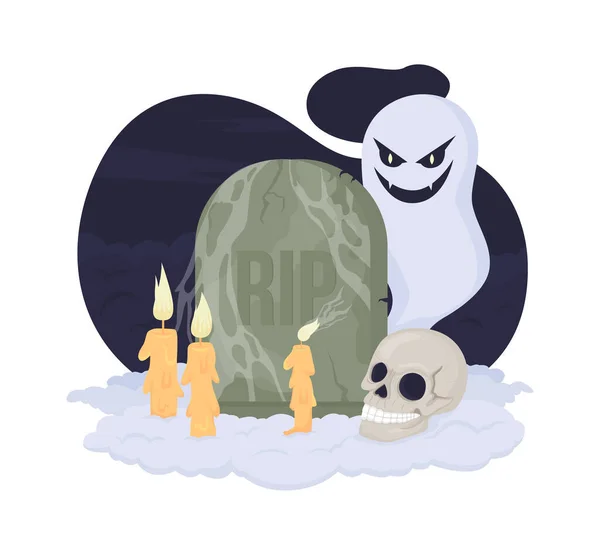 Decoração Assustadora Lápide Para Ilustração Isolada Vetor Halloween Outono Temporada — Vetor de Stock