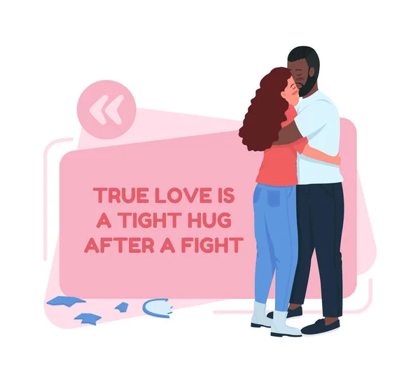 Couple Making Vector Quote Box Flat Character Agree Argument Boyfriend — Stock Vector