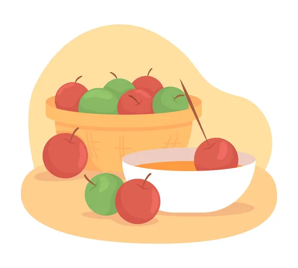 Hacer Dulces Manzanas Vector Ilustración Aislada Postre Almíbar Para Octubre — Archivo Imágenes Vectoriales