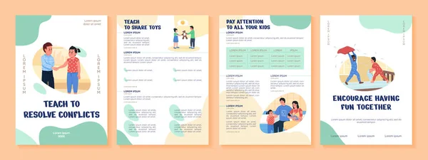 Flat Vector Broschüre Vorlage Für Eltern Vermeiden Sie Familiäre Konflikte — Stockvektor
