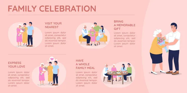 Family Celebration Flat Color Vector Infographic Template Express Love Care — Stock Vector