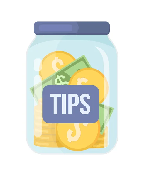 Tip Pot Semi Vlakke Kleur Vector Object Munten Dollars Een — Stockvector