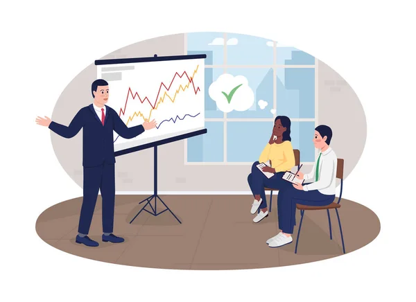 Apresentação Clara Estratégia Trabalho Ilustração Isolada Vetorial Reunião Produtiva Empresários —  Vetores de Stock
