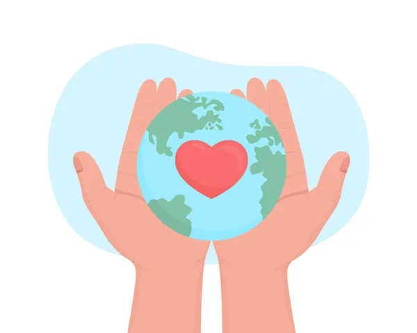 Planet Conservation Charity Vektor Isolierte Illustration Planeten Mit Herz Symbol — Stockvektor