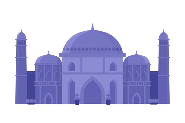 Μπλε Μονόχρωμο Τζαμί Ημι Επίπεδο Χρώμα Διάνυσμα Αντικείμενο Θρησκευτικό Κτίριο — Διανυσματικό Αρχείο