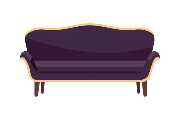 Elegant Antique Sofa Semi Flat Color Vector Object Realistic Item — Stock Vector