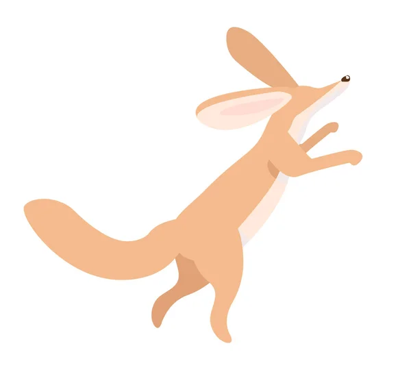 Saltando Fennec Raposa Personagem Vetor Cor Semi Plana Animal Corpo —  Vetores de Stock