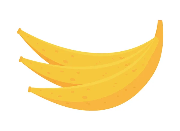Gelbe Frische Bananen Halb Flache Farbvektorobjekt Realistisches Element Auf Weiß — Stockvektor