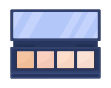 Göz farı paleti yarı düz renk vektör nesnesi. Yüz bakımı için ton ve güneş gözlüğü. Beyaz üzerine gerçekçi bir madde. Grafik tasarım ve animasyon için izole edilmiş modern çizgi film stili çizimi