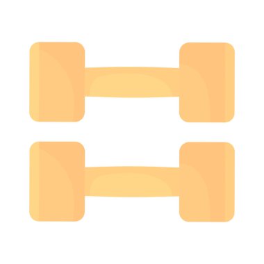 Sarı halterler yarı düz renk vektör nesnesi. Spor aletleri. Vücut geliştirme aracı. Beyaz üzerine gerçekçi bir madde. Grafik tasarım ve animasyon için izole edilmiş modern çizgi film stili çizimi