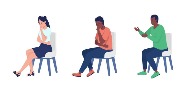 Απογοητευμένοι Μαθητές Που Κάθονται Καρέκλες Ημι Επίπεδη Χρώμα Διανυσματικούς Χαρακτήρες — Διανυσματικό Αρχείο