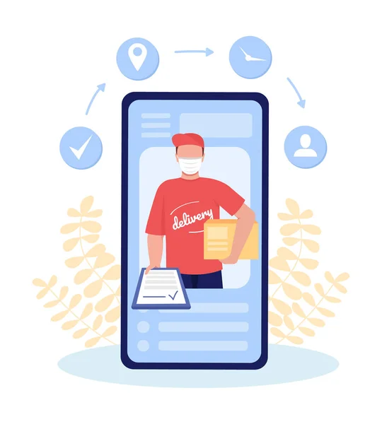 Safe Delivery App Flat Concept Vector Illustration Online Tracking Application — Vetor de Stock