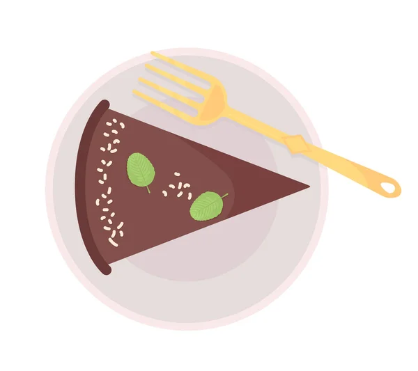 Cake Piece Semi Flat Color Vector Object Coffeeshop Dessert Cafe — Vettoriale Stock