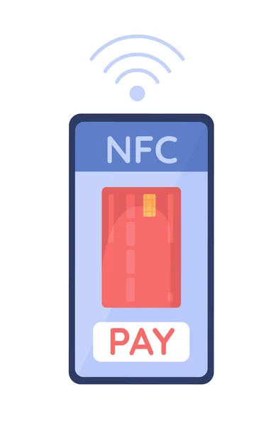 Nfc Signal Cellphone Semi Flat Color Vector Object Mobile Phone — Stockvektor