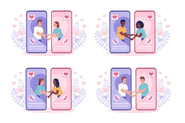 Het Vinden Van Ideale Partner Door Middel Van Dating App — Stockvector