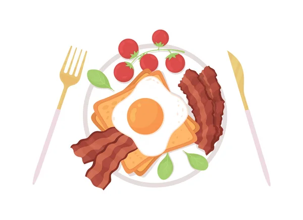 English Breakfast Semi Flat Color Vector Object Morning Eating Routine — Stock vektor