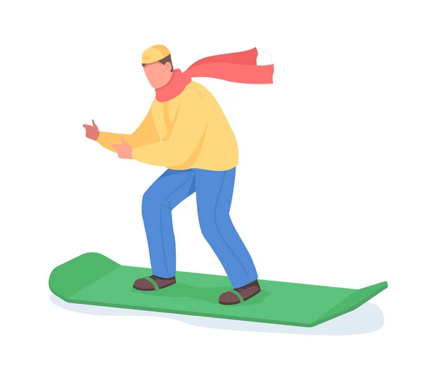 Man Snowboard Semi Flat Color Vector Character Athletic Figure Full — Stockvektor