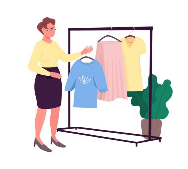 Fashion consultant semi flat color vector character. Standing figure. Full body person on white. Shopping isolated modern cartoon style illustration for graphic design and animation
