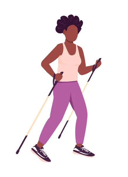 Woman Exercising Semi Flat Color Vector Character Active Figure Full — Stockvektor