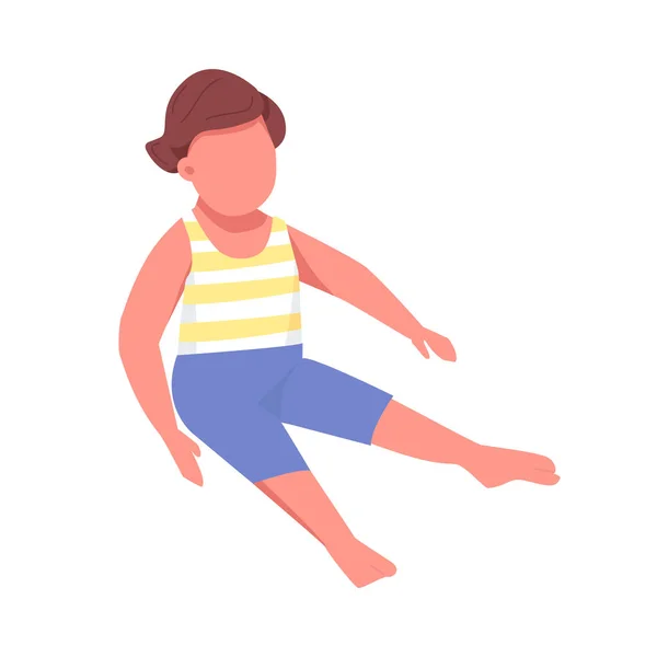 Cute Toddler Sit Semi Flat Color Vector Character Sitting Figure — Image vectorielle