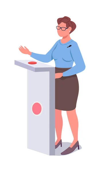 Woman Stand Debate Semi Flat Color Vector Character Standing Figure — 图库矢量图片