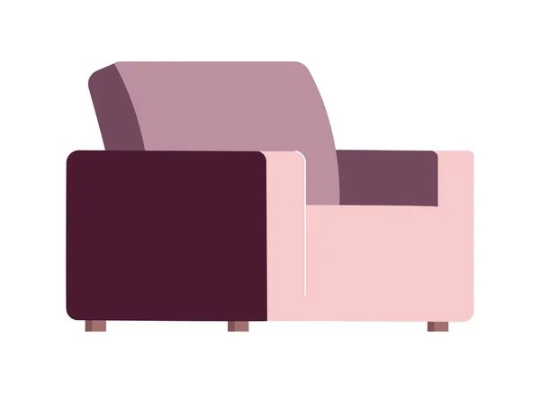 柔らかい紫色のアームチェア半フラットカラーベクトルオブジェクト 現実的な白のアイテム 家庭用ソファ休息やグラフィックデザインやアニメーションのための隔離された近代的な漫画スタイルのイラストを緩和 — ストックベクタ