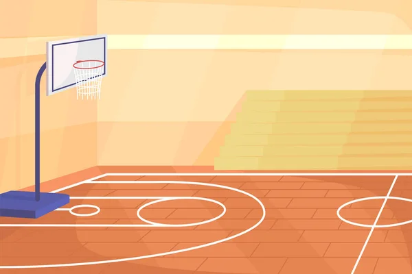 Школьный Тренажерный Зал Плоский Цвет Векторной Иллюстрации Спортивный Зал Паркетным — стоковый вектор