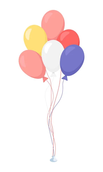 Balões Objeto Vetorial Cor Semi Plana Item Tamanho Completo Branco — Vetor de Stock