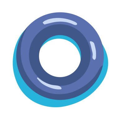 Mavi yuvarlak hava yatağı yarı düz renk vektör nesnesi. Tam boy beyaz. Yüzme havuzu aktivite ekipmanları web grafik tasarımı ve animasyonu için basit çizgi film stili çizimi