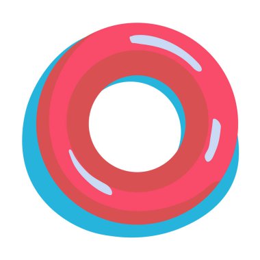 Kırmızı yuvarlak hava yatağı yarı düz renk vektör nesnesi. Tam boy beyaz. Yüzme havuzu aktivite ekipmanları web grafik tasarımı ve animasyonu için basit çizgi film stili çizimi