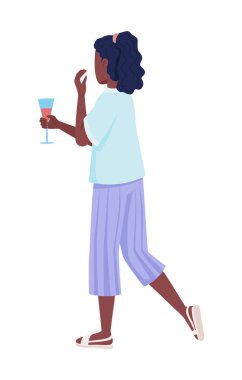 Şaşırmış genç bayan yarı düz renk vektör karakteri. Ayakta duran figür. Beyazın üzerinde tam vücut insan. Günlük kıyafetli kadın web grafik tasarımı ve animasyonu için basit karikatür tarzı çizim