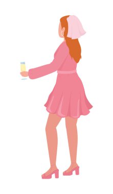 Nedime yarı düz renk vektör karakteri. Ayakta duran figür. Beyazın üzerinde tam vücut insan. Kutlama gecesi web grafik tasarımı ve animasyonu için basit bir karikatür stili çizimi