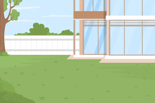 Домашний Задний Двор Плоская Цветовая Иллюстрация Частная Собственность Окружена Забором — стоковый вектор