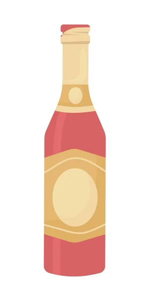 Пляшка Шампанського Напівплоский Кольоровий Векторний Єкт Повнорозмірний Елемент Білому Алкогольний — стоковий вектор